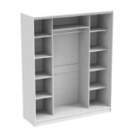 Aparador two-leaf sliding wardrobe with mirror in white color 180x60x220cm - Image 2