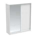 Aparador two-leaf sliding wardrobe with mirror in white color 180x60x220cm