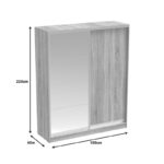 Aparador two-leaf sliding wardrobe with mirror in white color 180x60x220cm - Image 6