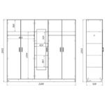 Luna five-leaf wardrobe with mirror in white color 220x52x200cm - Image 2