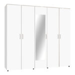 Luna five-leaf wardrobe with mirror in white color 220x52x200cm