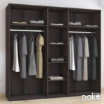 Luna five-leaf wardrobe with mirror in wenge color 220x52x200cm - Image 3