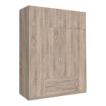 Royal four-leaf wardrobe with drawers in sonoma shade 200x58x230cm