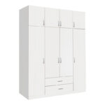 Royal four-leaf wardrobe with drawers in white shade 200x58x230cm