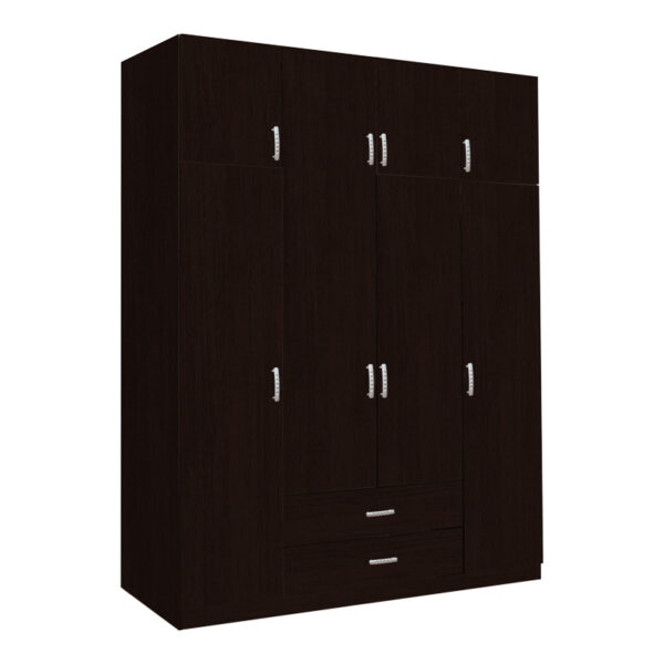 Royal four-leaf wardrobe with drawers in wenge shade 200x58x230cm