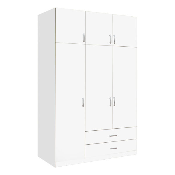 Three-leaf wardrobe with drawers Royal in white shade 150x58x230cm