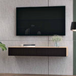 Console table with 2 drawers Doha mdf in black and oak color 120x41x20cm - Image 2