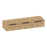 Console table with 3 drawers Doha  in black and oak color 120x39x22cm