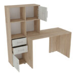 Work desk-bookcase Scarlet in sonoma-white color 161x60x150cm - Image 2