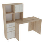Work desk-bookcase Scarlet in sonoma-white color 161x60x150cm