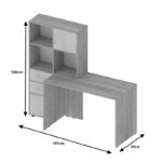 Work desk-bookcase Scarlet in sonoma-white color 161x60x150cm - Image 4