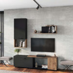 Living room complex Poelfy  in dark grey-oak color 170x37.5x42cm - Image 2