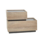 Polymorphic bed side Elencia in oak with grey color 60x40x47cm - Image 2