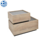Polymorphic bed side Elencia in oak with grey color 60x40x47cm