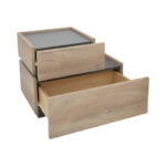 Polymorphic bed side Elencia in oak with grey color 60x40x47cm - Image 3