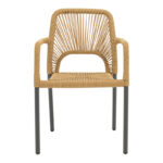 Aluminum armchair Norture stackable anthracite frame-natural rattan 57x63x82cm - Слика 4