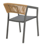 Aluminum armchair Glisten stackable anthracite frame-textilene natural rattan 58x56x82cm - Image 2
