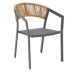 Aluminum armchair Glisten stackable anthracite frame-textilene natural rattan 58x56x82cm