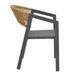 Aluminum armchair Glisten stackable anthracite frame-textilene natural rattan 58x56x82cm - Image 3