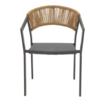 Aluminum armchair Glisten stackable anthracite frame-textilene natural rattan 58x56x82cm - Image 4