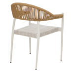 Elation aluminum armchair stackable white frame-textilene and rattan in natural color 56x52x76cm - Image 2