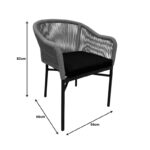 Aluminum armchair Legana stackable anthracite frame-natural rattan 56x66x82cm - Image 6