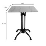 Marmol marble table cast iron in white-black shade 70x70x71.8cm - Слика 2