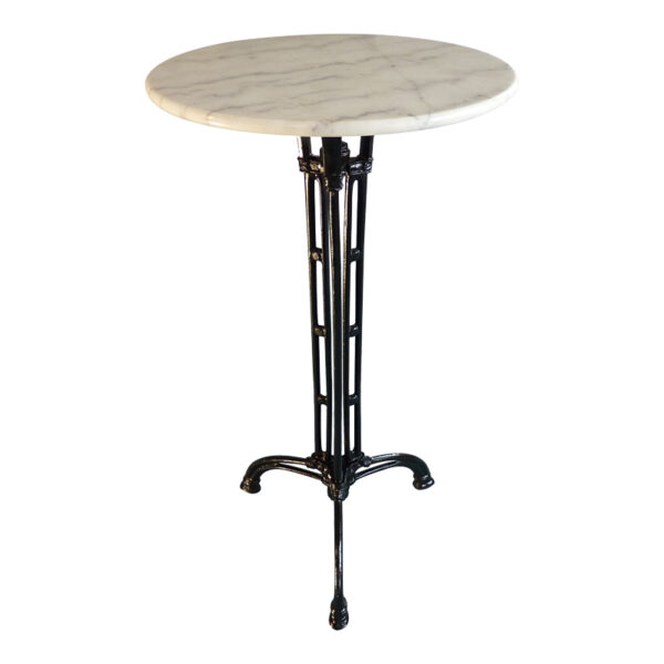 Meppo marble bar table cast iron in white-black shade Φ60x107.8cm