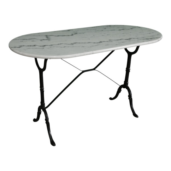 Baluta marble table cast iron in white-black shade 120x60x70.8cm