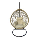 Lyere swing nest with brown metal base with beige pe rattan 120x108x195cm
