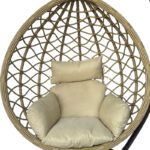 Lyere swing nest with brown metal base with beige pe rattan 120x108x195cm - Image 4