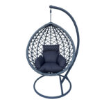 Lyere swing nest with grey metal base with grey pe rattan 120x108x195cm - Image 2