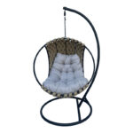 Makito swing nest with black metal base - pvc in beige- grey color 100x105x195cm - Image 2