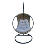 Makito swing nest with black metal base - pvc in beige- grey color 100x105x195cm