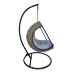 Makito swing nest with black metal base - pvc in beige- grey color 100x105x195cm - Image 3