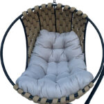Makito swing nest with black metal base - pvc in beige- grey color 100x105x195cm - Image 4