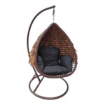 Varur swing nest with brown metal base - pe rattan in brown- black color 120x105x195cm - Image 2