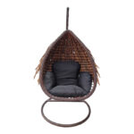 Varur swing nest with brown metal base - pe rattan in brown- black color 120x105x195cm