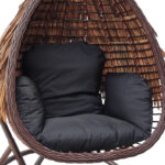 Varur swing nest with brown metal base - pe rattan in brown- black color 120x105x195cm - Image 4