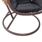 Varur swing nest with brown metal base - pe rattan in brown- black color 120x105x195cm - Image 6