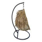 Varur swing nest with brown metal base - pe rattan in beige color 120x105x195cm - Image 3