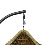 Varur swing nest with brown metal base - pe rattan in beige color 120x105x195cm - Image 5