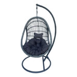 Cungo swing nest with metal base - pe rattan in grey color 125x105x195cm - Image 2