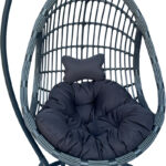 Cungo swing nest with metal base - pe rattan in grey color 125x105x195cm - Image 4