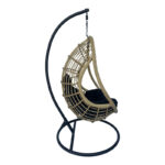 Cungo swing nest with black metal base - beige pe rattan with black cushions 125x105x195cm - Image 2