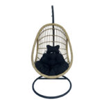 Cungo swing nest with black metal base - beige pe rattan with black cushions 125x105x195cm - Image 3