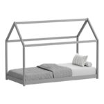 Children's bed Nino Montessori type pine wood in grey shade 90x190cm