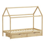 Children's bed Mellin Montessori type with 2 drawers pine wood in a natural shade 90x190cm - Image 3