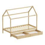 Children's bed Mellin Montessori type with 2 drawers pine wood in a natural shade 90x190cm - Image 4