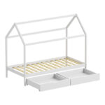 Children's bed Mellin Montessori type with 2 drawers pine wood in white shade 90x190cm - Image 4